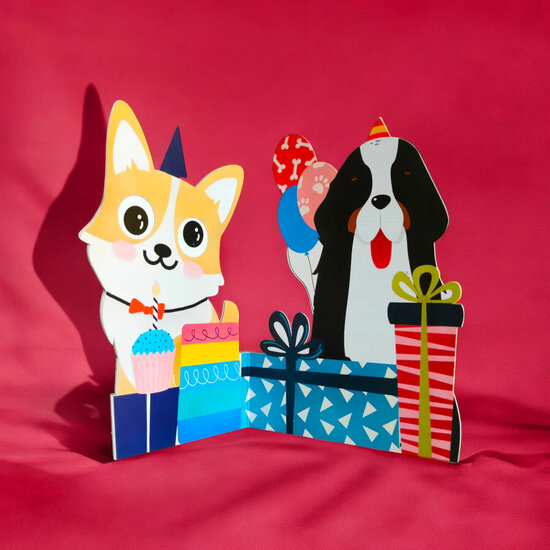 lasergesneden kaart met bewegende ogen - Aww! So Cute! - hond en cadeau