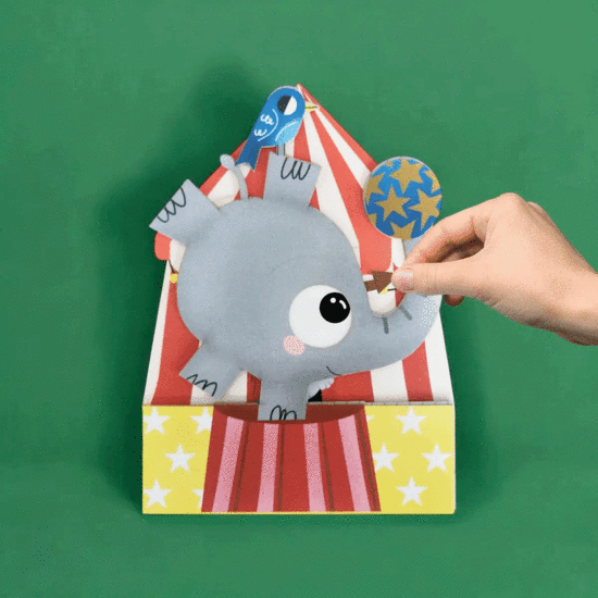 lasergesneden kaart met bewegende ogen - Aww! So Cute! - olifant