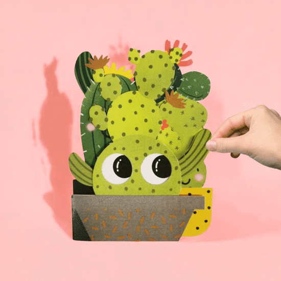 lasergesneden kaart met bewegende ogen - Aww! So Cute! - cactus