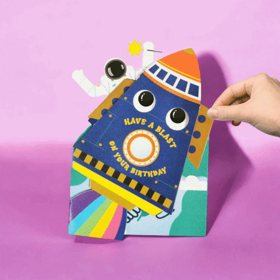 lasergesneden kaart met bewegende ogen - Aww! So Cute! - have a blast on your birthday