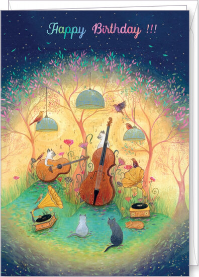 grote verjaardagskaart A4 - Jehanne Weyman - happy birthday - muziek
