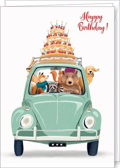 grote verjaardagskaart A4 - Rosie Hilyer - happy birthday - auto