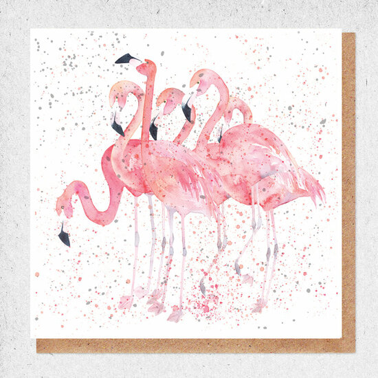 wenskaart fine art - flamingo&#039;s