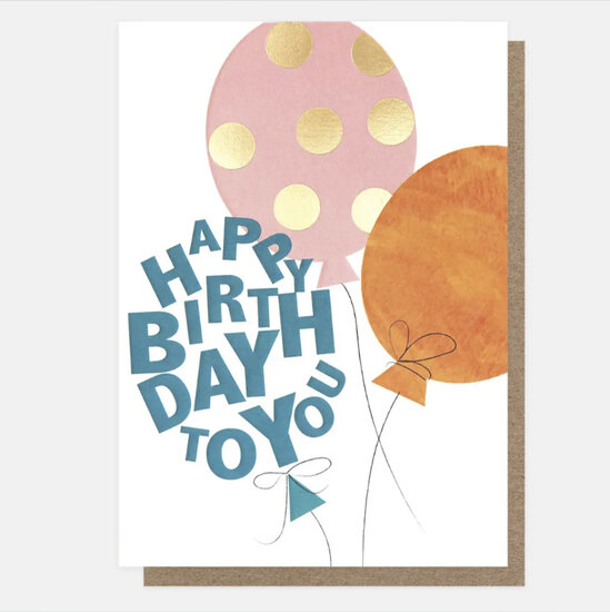 verjaardagskaart caroline gardner - happy birthday to you - ballonnen roze goud