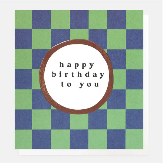 erjaardagskaart caroline gardner - happy birthday to you - groen-blauwe vakken |Muller wenskaarten
