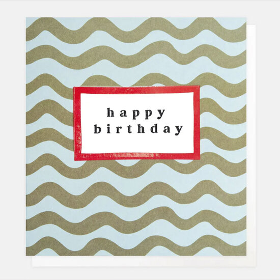 verjaardagskaart caroline gardner - happy birthday - golvende strepen