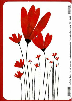 bedankkaart correspondances - merci - rode bloemen
