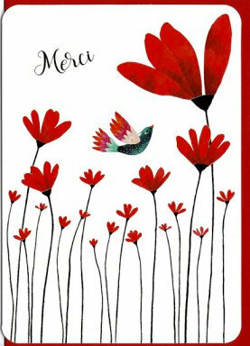 bedankkaart correspondances - merci - rode bloemen