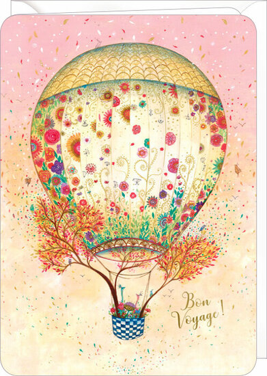 wenskaart correspondances Jehanne Weyman - bon voyage - luchtballon