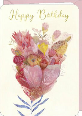 verjaardagskaart Izou - happy birthday - bloemen