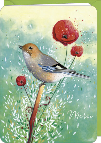 wenskaart correspondances Jehanne Weyman - merci - gaai |Muller wenskaarten