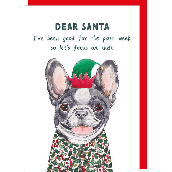kerstkaart rosie made a thing - tipp top - dear santa i&#039;ve been good - hond