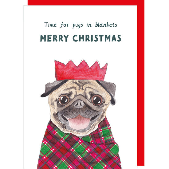 kerstkaart rosie made a thing - tipp top - pugs in blankets - hond