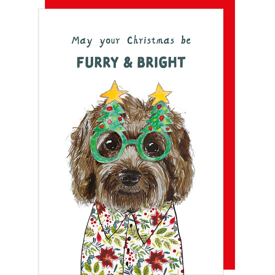 kerstkaart rosie made a thing - tipp top - christmas furry &amp; bright - hond