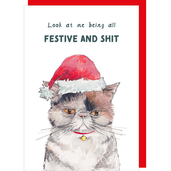 kerstkaart rosie made a thing - tipp top - all festive and shit - kat