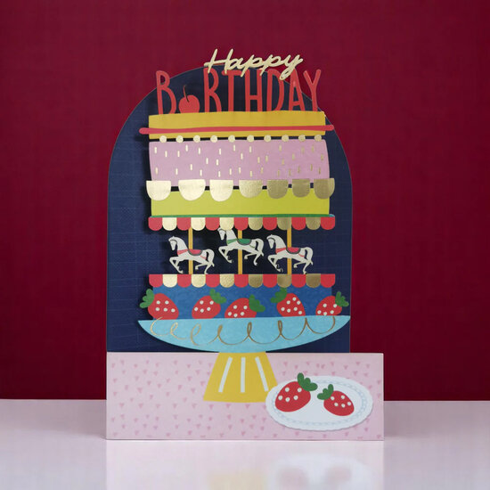 lasergesneden wenskaart blossom - happy birthday - taart
