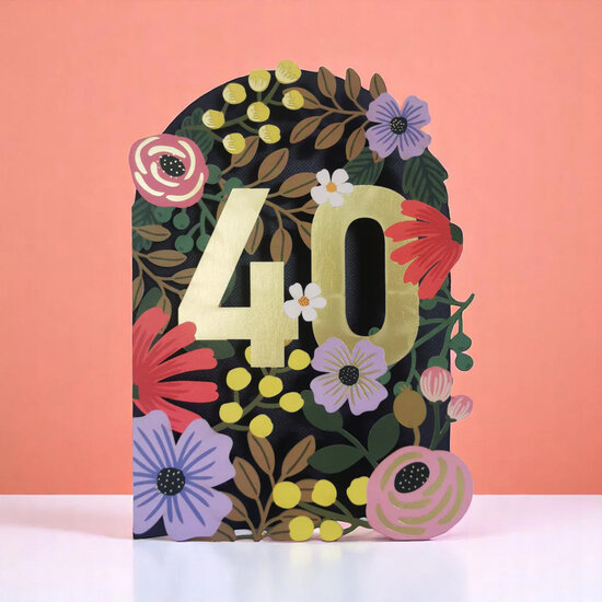 40 jaar - lasergesneden wenskaart blossom - bloemen