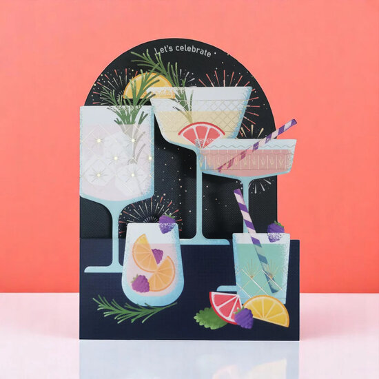 lasergesneden wenskaart blossom - let&#039;s celebrate - cocktails