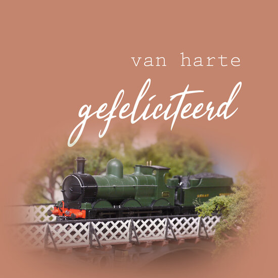 wenskaart - van harte gefeliciteerd - modelbaan locomotief | muller wenskaarten