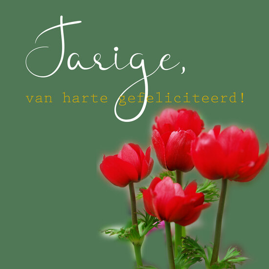 verjaardagskaart - jarige, van harte gefeliciteerd! - anemoon