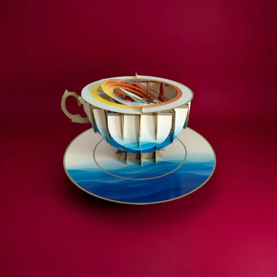 3D pop up wenskaart  - a cup of tea - walvis | mullerwenskaarten