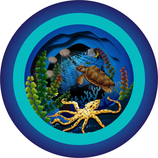 3D pop up wenskaart  - a cup of tea - zeedieren
