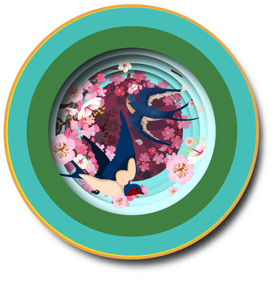 3D pop up wenskaart  - a cup of tea - kersenbloesem