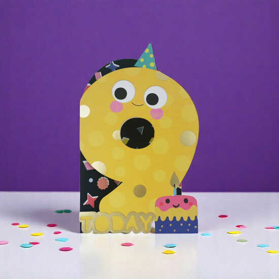 9 jaar - lasergesneden kaart met bewegende ogen - Aww! So Cute! - taart