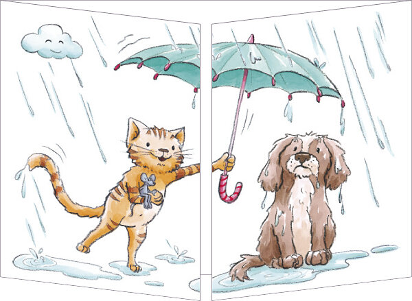uitklapbare wenskaart cache-cache - na regen komt zonneschijn