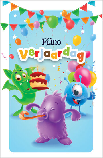verjaardagskaart - fijne verjaardag - monsters | muller wenskaarten