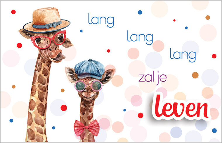 verjaardagskaart - lang zal je leven - giraffe | muller wenskaarten