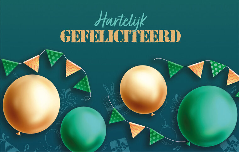 felicitatiekaart - hartelijk gefeliciteerd - ballonnen | muller wenskaarten