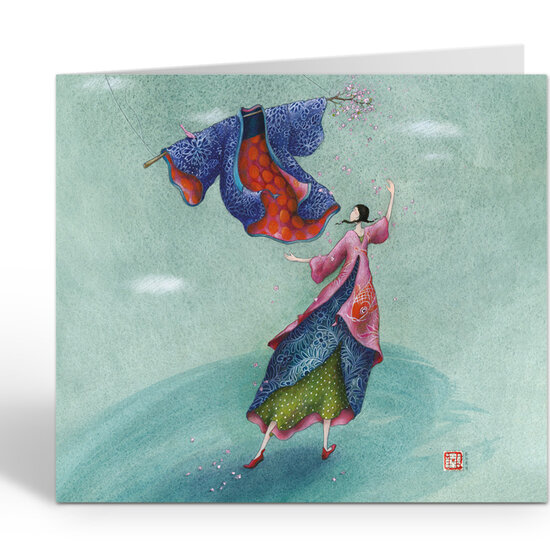 luxe wenskaart ga&euml;lle boissonnard - dansen in de wolken