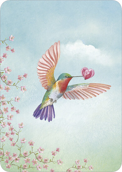 ansichtkaart - kolibri met hart | mullerwenskaarten