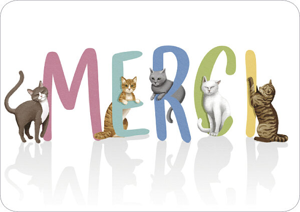 ansichtkaart van rosie hilyer - merci - katten | mullerwenskaarten