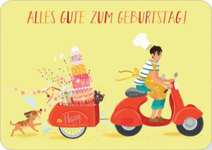 ansichtkaart van Audrey Bussi - alles gute zum geburtstag! | mullerwenskaarten