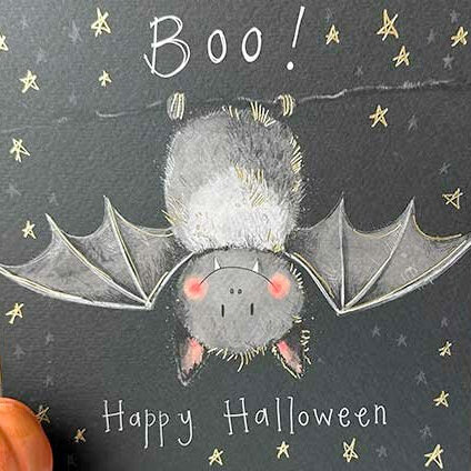 halloween kaart alex clark - happy halloween - vleermuis | mullerwenskaarten