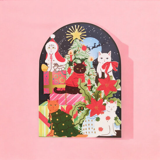 lasergesneden kerstkaart - kerstkatten | Muller wenskaarten
