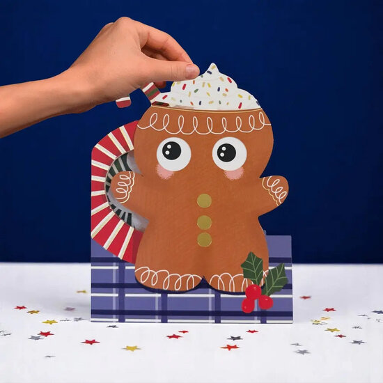 lasergesneden kerstkaart met bewegende ogen - Aww! So Cute! - peperkoekmannetje | muller wenskaarten