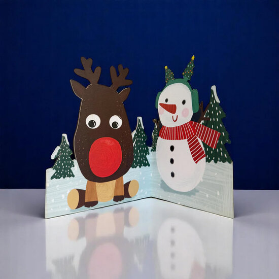 lasergesneden kerstkaart met bewegende ogen - Aww! So Cute! - rendier