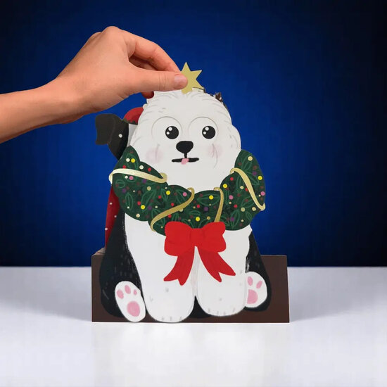 lasergesneden kerstkaart met bewegende ogen - Aww! So Cute! - hond | muller wenskaarten