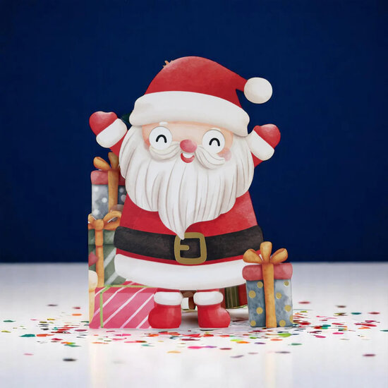 lasergesneden kerstkaart met bewegende ogen - Aww! So Cute! - kerstman