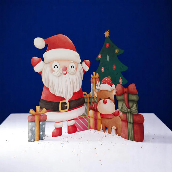 lasergesneden kerstkaart met bewegende ogen - Aww! So Cute! - kerstman