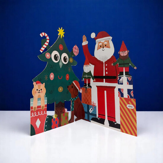 lasergesneden kerstkaart met bewegende ogen - Aww! So Cute! - kerstboom