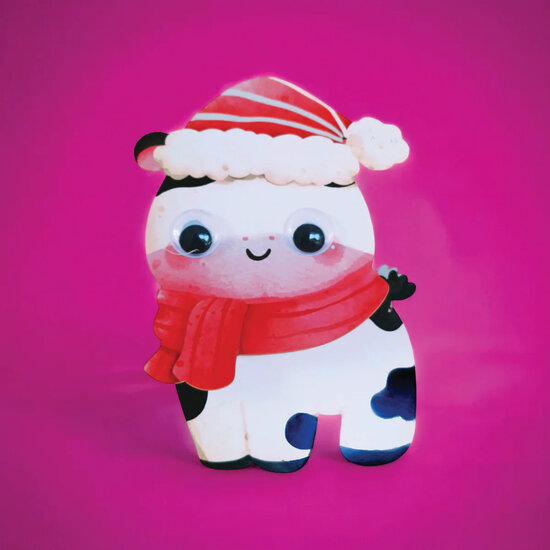 wiebelhoofd kerstkaart - kerstkoe | muller wenskaarten