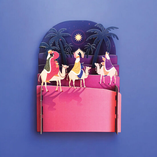 3d pop-up christelijke kerstkaart miniature greetings - 3 koningen | mullerwenskaarten