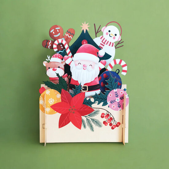 3d pop-up kerstkaart miniature greetings - kerstman | mullerwenskaarten