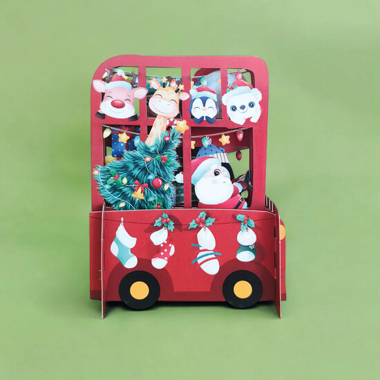 3d pop-up kerstkaart miniature greetings - kerstbus | mullerwenskaarten