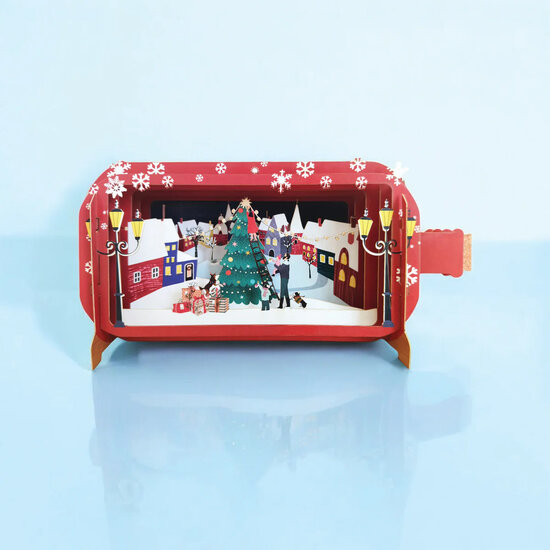 3D pop up kerstkaart - message in a bottle - kerstboom versieren | mullerwenskaarten
