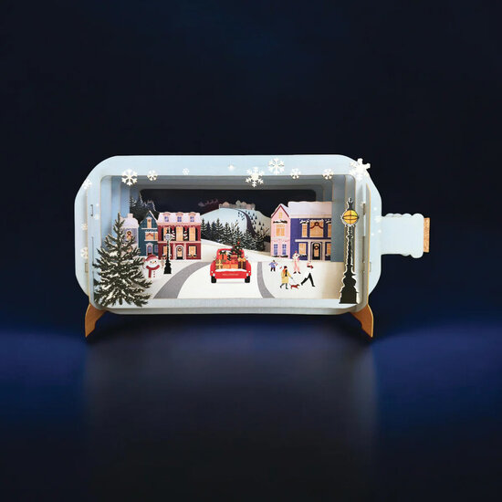 3D pop up kerstkaart - message in a bottle - auto | mullerwenskaarten